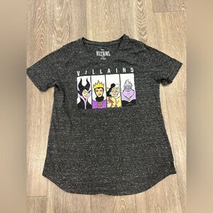 Disney Villains Shirt - Small - Stone Grey - faces of villains